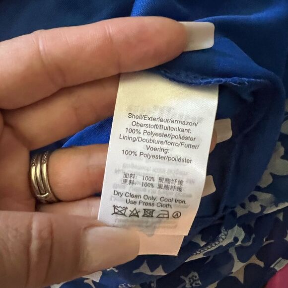 Dkny Women's Blue Mixed Floral Jersey Chiffon V-Neck Midi Wrap Dress Sz-2 - Picture 13 of 13